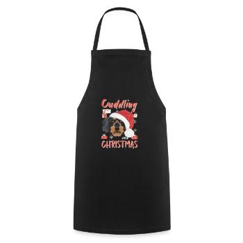 Wire-haired Dachshund Merry Christmas - Cooking Apron - black - Front - AI Model Male 185 dark (185cm)