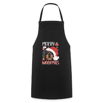 Wire-haired Dachshund Merry Christmas - Cooking Apron - black - Front - AI Model Male 185 dark (185cm)