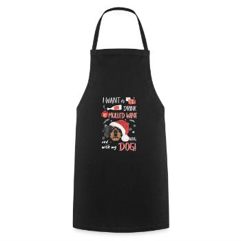 Teckel à poil dur Vin chaud Noël - Tablier de cuisine - noir - Devant - AI Model Male 185 dark (185cm)