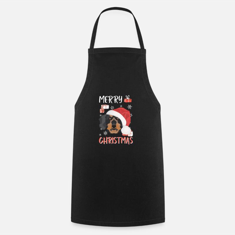 Wire-haired Dachshund Merry Christmas - Cooking Apron - black
