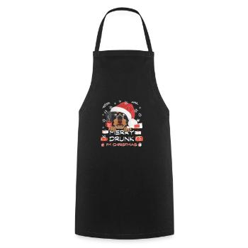 Wire-haired Dachshund Christmas Market - Cooking Apron - black - Front - AI Model Male 185 dark (185cm)