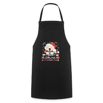 Golden Retriever Christmas Market - Cooking Apron - black - Front - AI Model Male 185 dark (185cm)