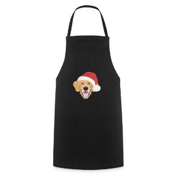 Golden Retriever Merry Christmas - Cooking Apron - black - Front - AI Model Male 185 dark (185cm)