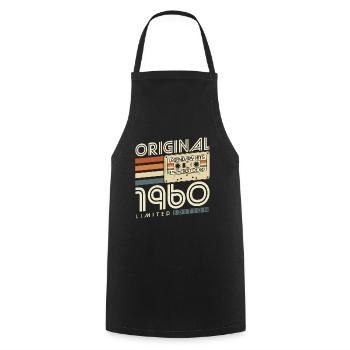 Original des années 1960 Vintage Vintage Rétro Anniversaire - Tablier de cuisine - noir - Devant - AI Model Male 185 dark (185cm)