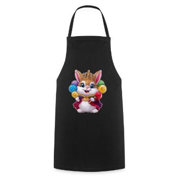 Kawaii Hase mit Krone und Lutschern - Kochschürze - Schwarz - Vorne - AI Model Male 185 dark (185cm)