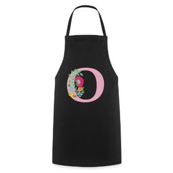 flower 12 red with o - Cooking Apron - black - Front - AI Model Male 185 dark (185cm)
