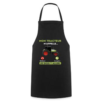 Mon tracteur m' appelle humour agriculteur cadeau - Tablier de cuisine - noir - Devant - AI Model Male 185 dark (185cm)