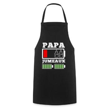 Papa de jumeaux humour batterie faible cadeau père - Tablier de cuisine - noir - Devant - AI Model Male 185 dark (185cm)