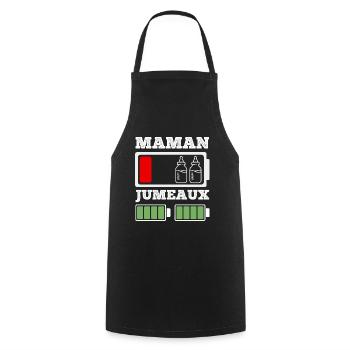 Maman de jumeaux humour batterie faible mère - Tablier de cuisine - noir - Devant - AI Model Male 185 dark (185cm)