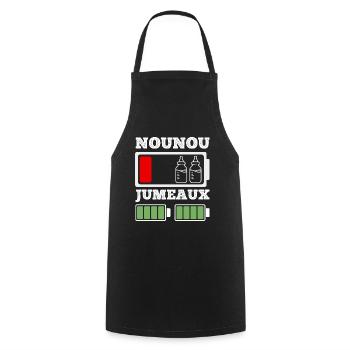Nounou de jumeaux humour batterie faible nourrice - Tablier de cuisine - noir - Devant - AI Model Male 185 dark (185cm)