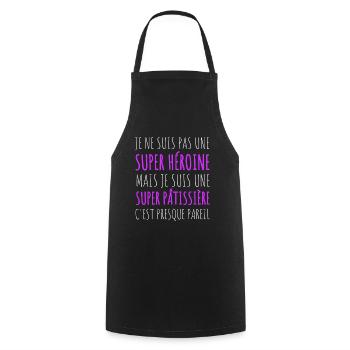Super pâtissière super héroïne humour cadeau - Tablier de cuisine - noir - Devant - AI Model Male 185 dark (185cm)