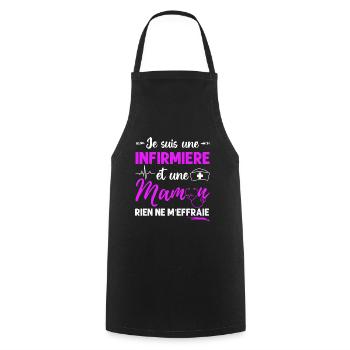 Infirmière et maman cadeau pour mère infirmiere - Tablier de cuisine - noir - Devant - AI Model Male 185 dark (185cm)