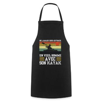 Ne jamais sous-estimer un vieil homme avec kayak - Tablier de cuisine - noir - Devant - AI Model Male 185 dark (185cm)