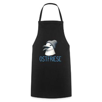 Gute Laune Ostfriese - Moin Möwe mit Beanie Mütze - Kochschürze - Schwarz - Vorne - AI Model Male 185 dark (185cm)