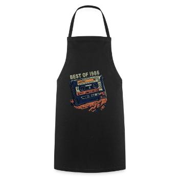 Vintage 1986 1986 Cassette - Vintage since 1986 - Cooking Apron - black - Front - AI Model Male 185 dark (185cm)