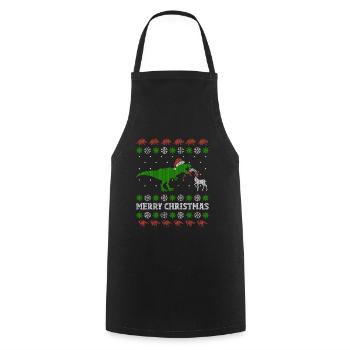 Lustiges T-Rex Ugly Christmas Weihnachtsgeschenk - Kochschürze - Schwarz - Vorne - AI Model Male 185 dark (185cm)