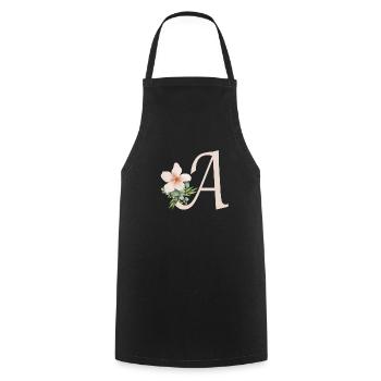 Buchstabe A mit Blume - Kochschürze - Schwarz - Vorne - AI Model Male 185 dark (185cm)