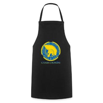 Slava Ukraini Слава Україні - Cooking Apron - black - Front - AI Model Male 185 dark (185cm)