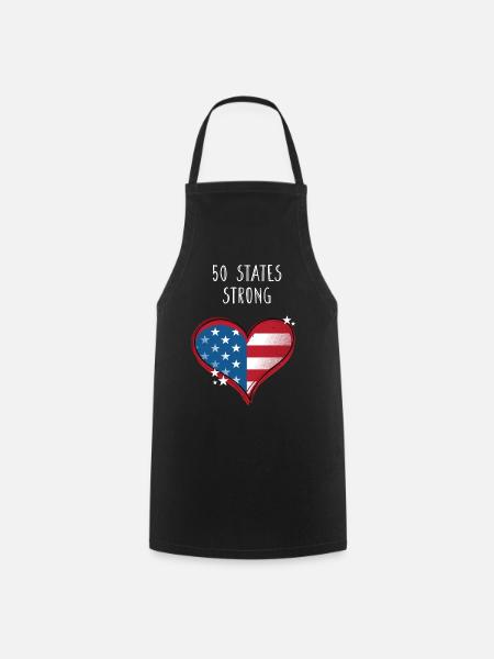50 States Strong Patriotic American Patriotism USA - Cooking Apron - black