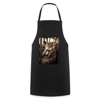 Mr. Whiskers in search of some relaxation - Cooking Apron - black - Front - AI Model Male 185 dark (185cm)