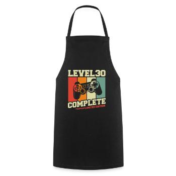30 Birthday Gift - Level 30 Complete - Cooking Apron - black - Front - AI Model Male 185 dark (185cm)
