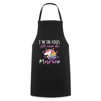 J'm'en fous je suis la mariée humour evjf cadeau - Tablier de cuisine - noir - Devant - AI Model Male 185 dark (185cm)