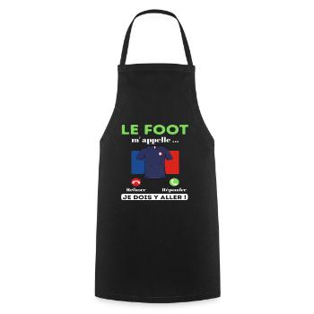T shirt foot le foot m'appelle cadeau football - Tablier de cuisine - noir - Devant - AI Model Male 185 dark (185cm)
