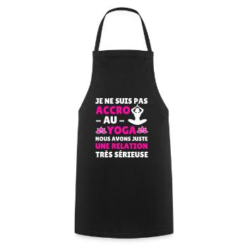 tee shirt yoga accro au yoga humour femme cadeau - Tablier de cuisine - noir - Devant - AI Model Male 185 dark (185cm)