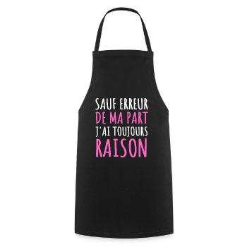 Sauf erreur j' ai toujours raison humour cadeau - Tablier de cuisine - noir - Devant - AI Model Male 185 dark (185cm)