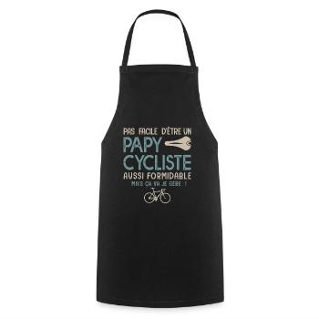 papy cycliste formidable vélo velo vélos - Tablier de cuisine - noir - Devant - AI Model Male 185 dark (185cm)