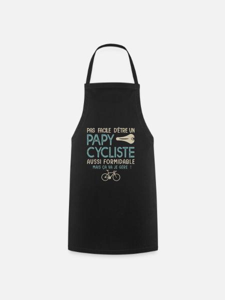 papy cycliste formidable vélo velo vélos - Tablier de cuisine - noir