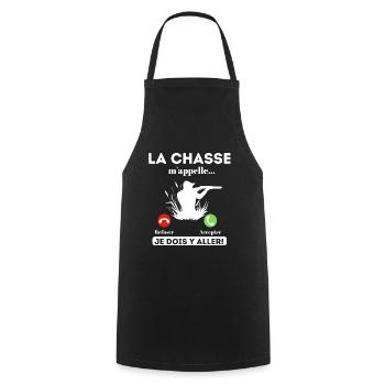 La chasse m' appelle humour chasseur cadeau chasse - Tablier de cuisine - noir - Devant - AI Model Male 185 dark (185cm)