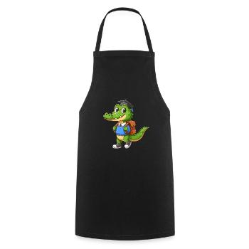 Crocodile Student School Enrollment First Year School Day - Cooking Apron - black - Front - AI Model Male 185 dark (185cm)