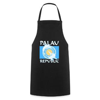 Hammerhead shark and dolphin flag Palau - Cooking Apron - black - Front - AI Model Male 185 dark (185cm)
