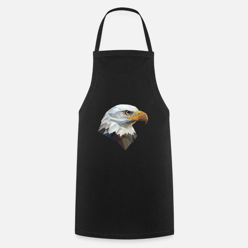 Eagle Head Low Poly Art Logo Design - Cooking Apron - black