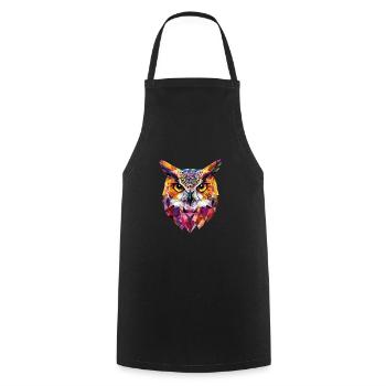Low Poly Owl – un design moderne pour les petits malins - Tablier de cuisine - noir - Devant - AI Model Male 185 dark (185cm)