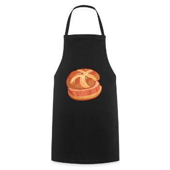 Comic Leberkäs Leberkäse Fleischkäse Brötchen - Kochschürze - Schwarz - Vorne - AI Model Male 185 dark (185cm)