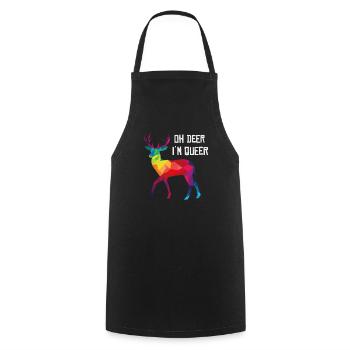 Oh Deer At Queer Gay LGBT Deer Funny Gift - Cooking Apron - black - Front - AI Model Male 185 dark (185cm)