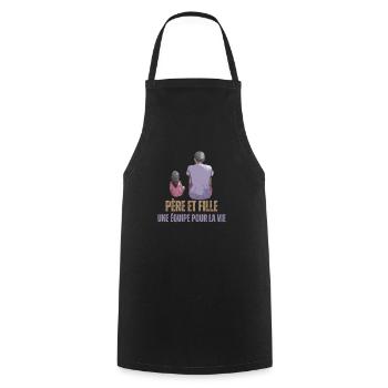 Père et Fille une équipe pour la vie cadaeu - Tablier de cuisine - noir - Devant - AI Model Male 185 dark (185cm)