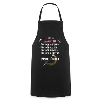 Mamie Fée Humour Grand-mère - Tablier de cuisine - noir - Devant - AI Model Male 185 dark (185cm)