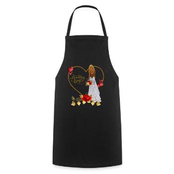 Red Rose Wedding Day - Cooking Apron - black - Front - AI Model Male 185 dark (185cm)