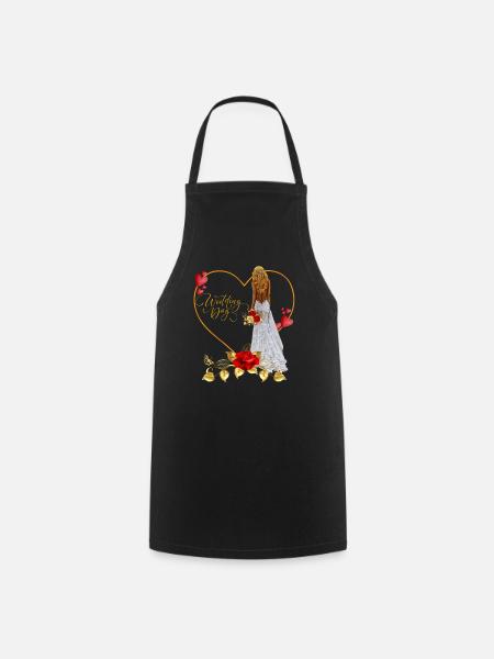 Red Rose Wedding Day - Cooking Apron - black