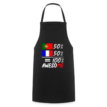Moitié Français / moitié Portugais - Tablier de cuisine - noir - Devant - AI Model Male 185 dark (185cm)