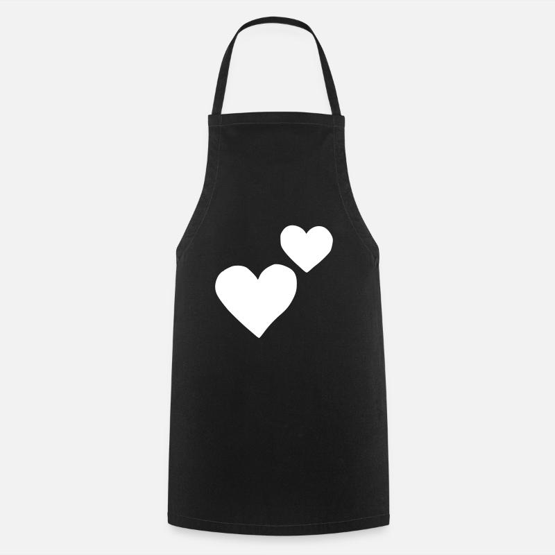 Emoji Hearts Sketch White - Cooking Apron - black