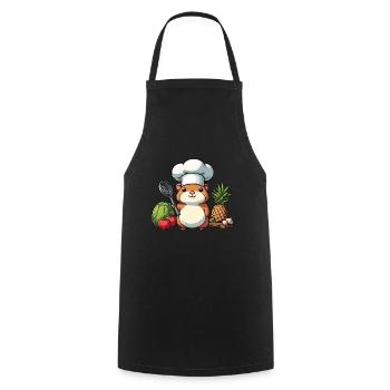 Chef Hamster Capybara avec chapeau de chef Cuisiniers - Tablier de cuisine - noir - Devant - AI Model Male 185 dark (185cm)
