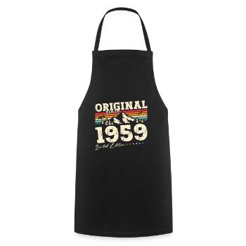 65th Birthday, Born 1959 ORIGINAL 1959 - Cooking Apron - black - Front - AI Model Male 185 dark (185cm)