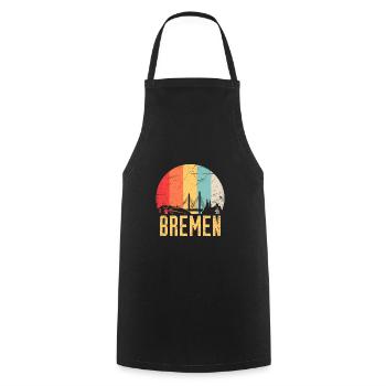 Bremen Skyline Silhouette 80er Retro Vintage - Kochschürze - Schwarz - Vorne - AI Model Male 185 dark (185cm)