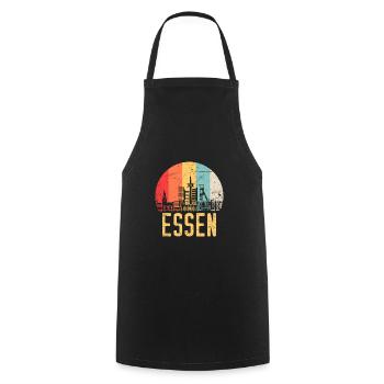 Essen Skyline Silhouette 80er Retro Vintage - Kochschürze - Schwarz - Vorne - AI Model Male 185 dark (185cm)