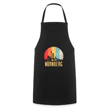 Nürnberg Skyline Silhouette 80er Retro Vintage - Kochschürze - Schwarz - Vorne - AI Model Male 185 dark (185cm)