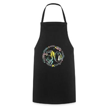 50, 50th birthday, anniversary, gift - Cooking Apron - black - Front - AI Model Male 185 dark (185cm)